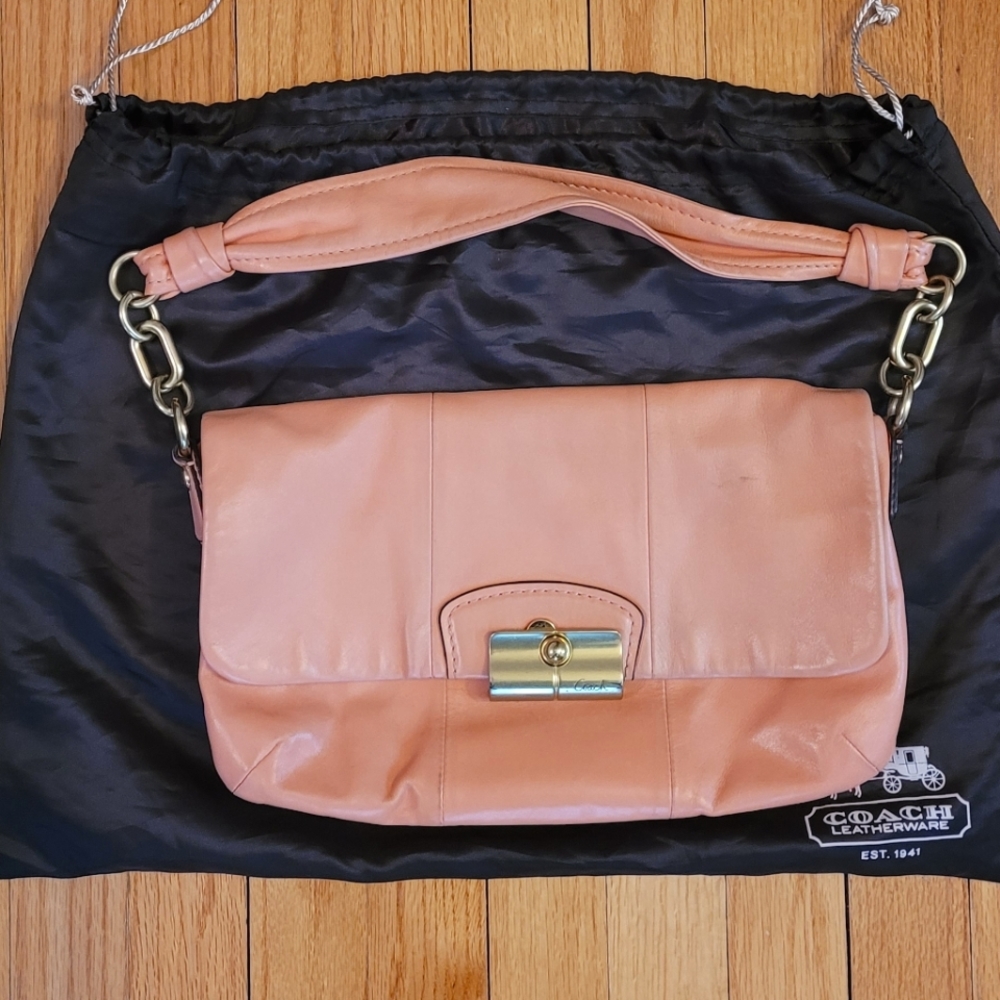 Coach Kristin Pink Peach Leather Bag
